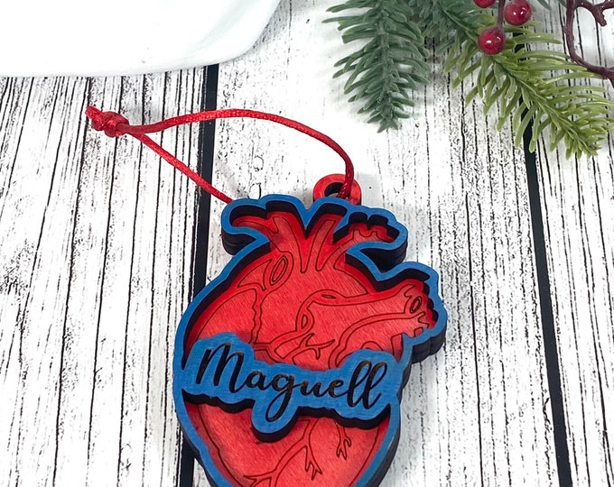Anatomical Heart Christmas ornaments - Cardiology -CHD ornament - Can be Personalized