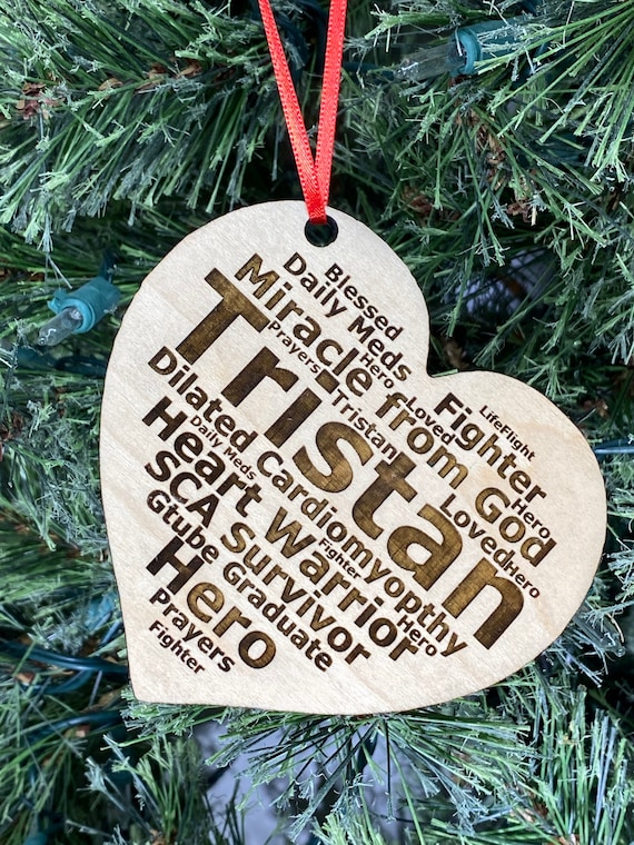 Personalized Word Heart Ornament - CHD ORNAMENT - Heart Warrior