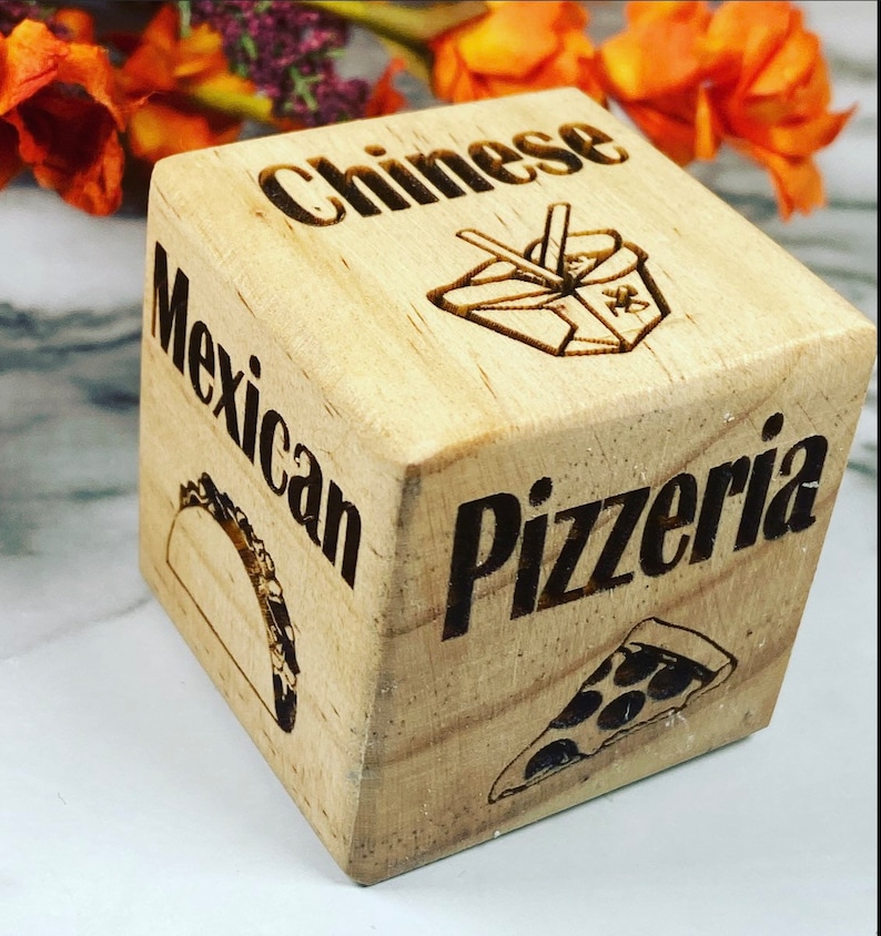 2\u201d Custom Dinner\/Food dice -dinner decision made easy- Can\u2019t decide what to eat for dinner? Roll the die!-Dinner decision -Choose your sides