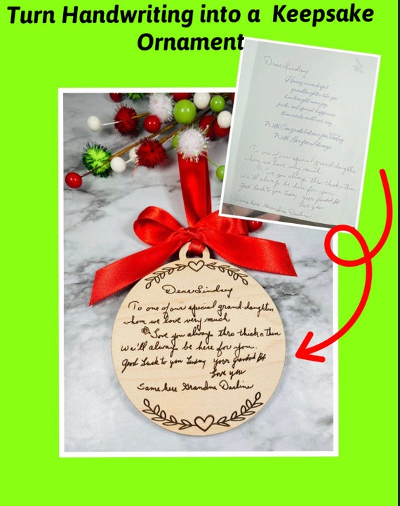 Handwritten Christmas Ornament  -Preserve Your Family Memories - Handwriting