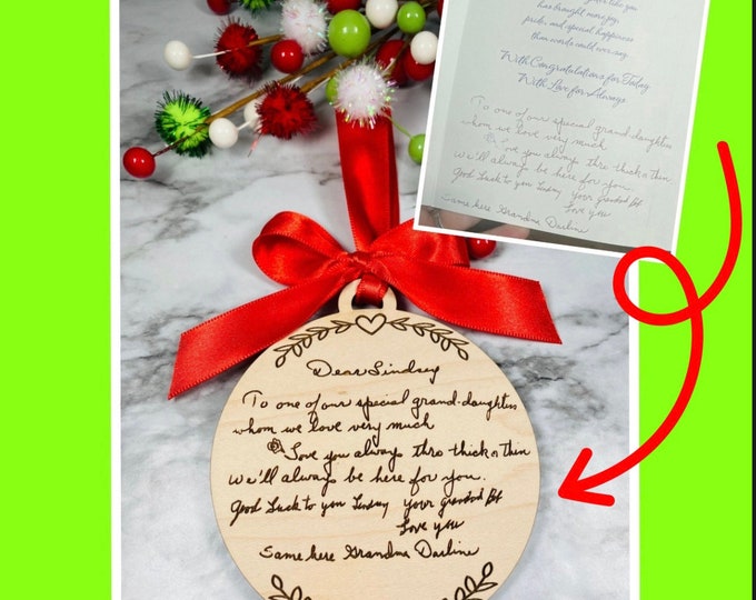 Handwritten Christmas Ornament  -Preserve Your Family Memories - Handwriting