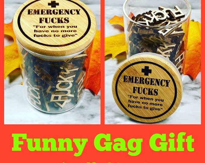 Gag Gift - Emergency F**k jar- Funny Give a F**k jar - White Elephant Gift - Office Humor