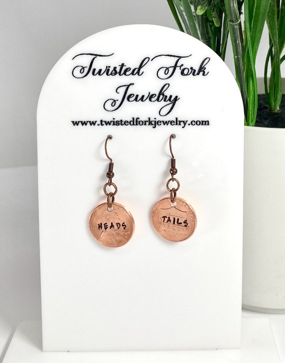 Heads and Tail penny earrings!! Super cute!!! - Penny Earrings - Lucky Penny Earrings - Lucky penny gift - Earring gift - Unique Earrings