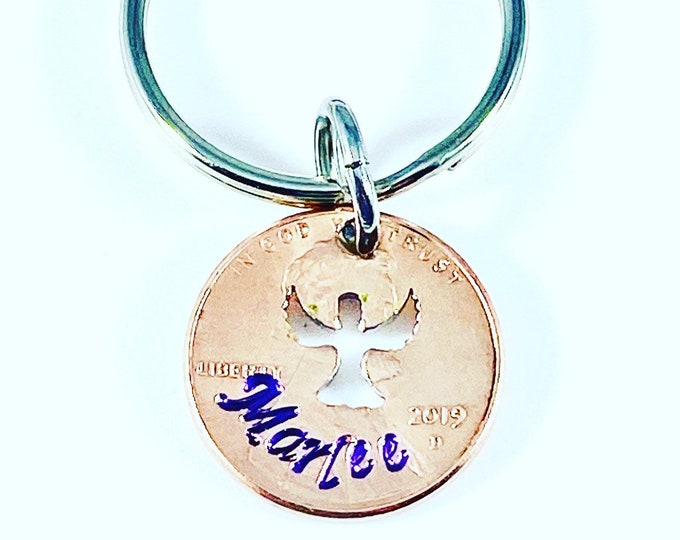 Personalized Memorial Angel Penny Keychain is Necklace - Memorial