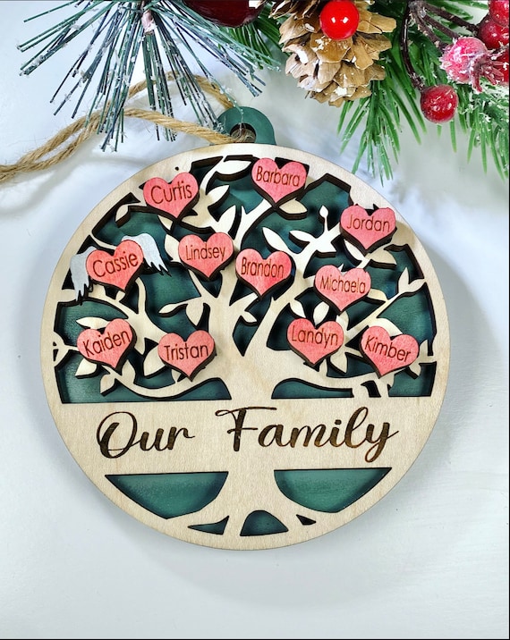 Personalized Family Tree Ornament - Can do up to 30 names