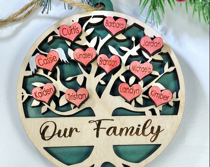 Personalized Family Tree Ornament - Can do up to 30 names