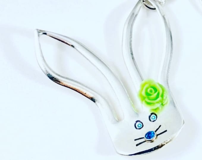 Easter Bunny Necklace - Silverware Bunny Necklace - Recycled Silverware - Fork Bunny