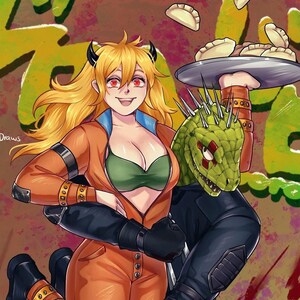 Nikaido and Caiman Illustration/Art Print