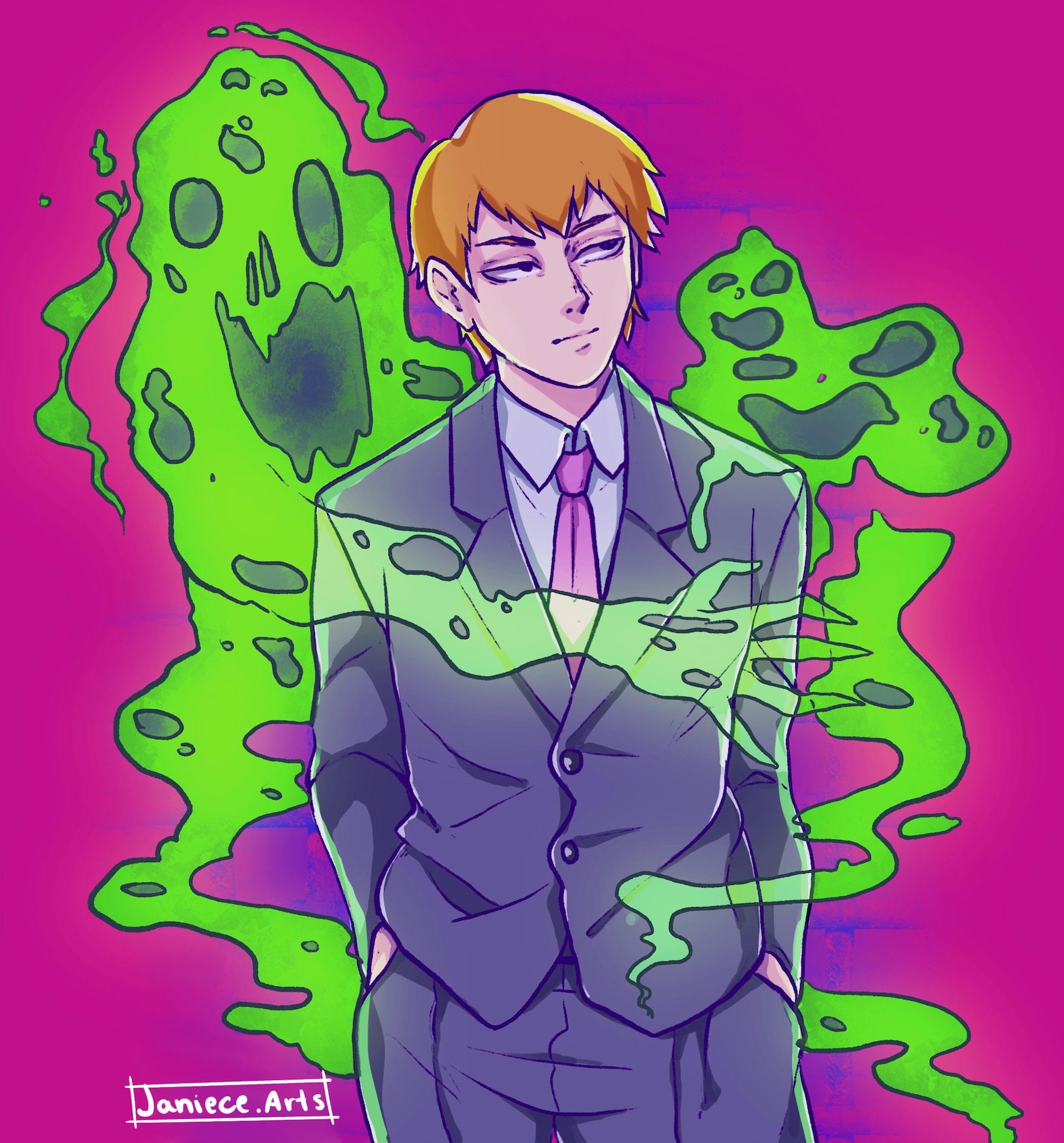MP100 Reigen Ghost Illustration/art Print - Etsy