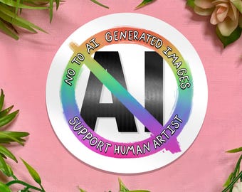 No to AI "Art" | Support Human Artist Waterproof Sticker