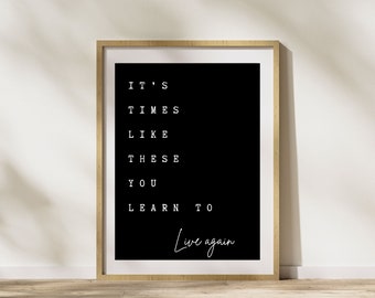 Poster Times Like These songtekst, moderne typografiekunst (digitale download)
