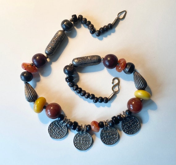 Vintage Boho necklace with semi-precious stones a… - image 1