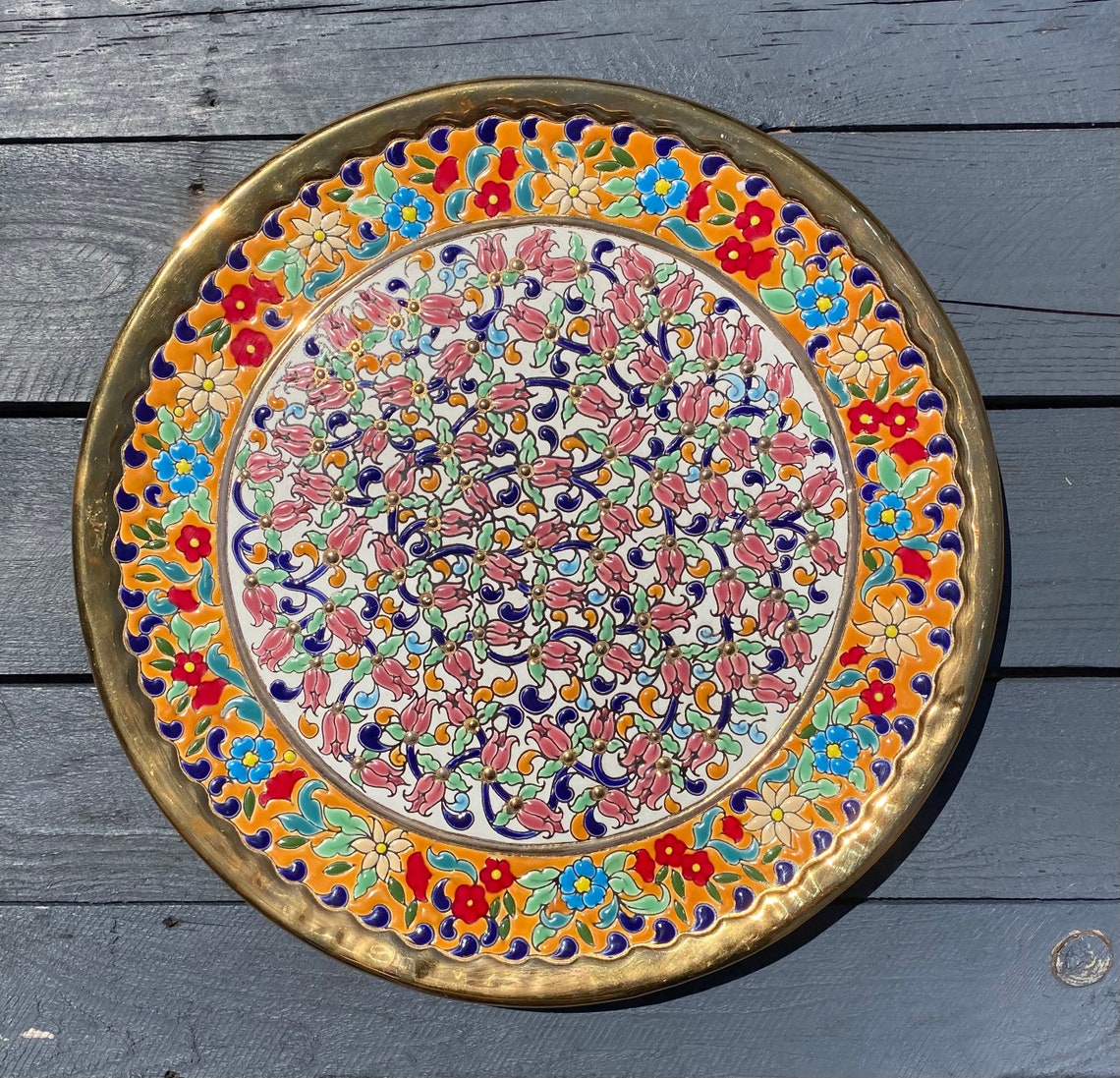 Spanish vintage decorative wall plate Dry rope plate with 24k Etsy