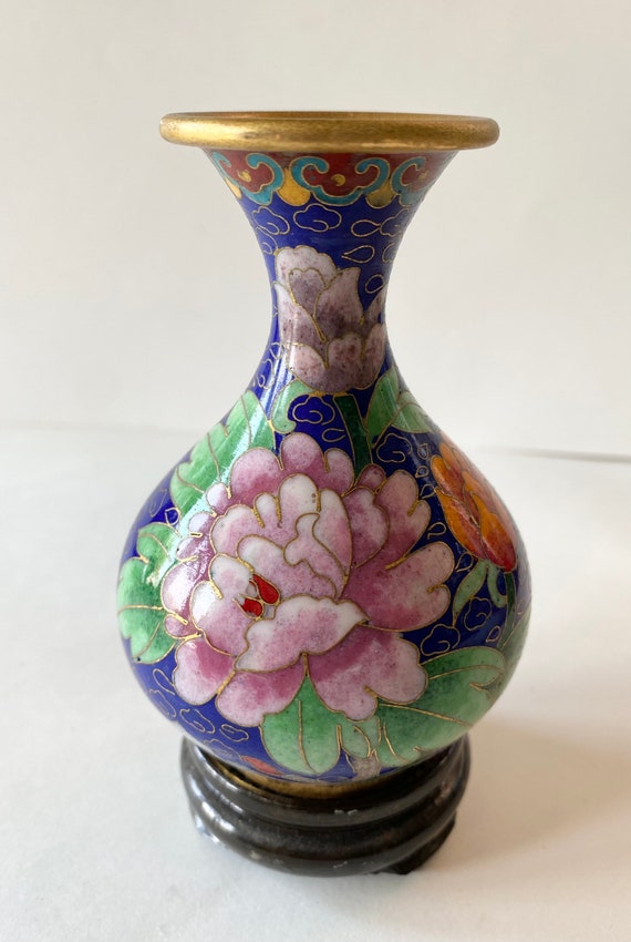 Grand Vase Cloisonné 30 Cm – Motif Floral – Fait Main – Occasion