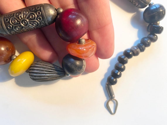 Vintage Boho necklace with semi-precious stones a… - image 8