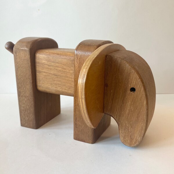 Vintage Scandinavian mid century teak elephant puzzle, child’s toy, vintage wood toy.