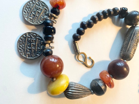 Vintage Boho necklace with semi-precious stones a… - image 6