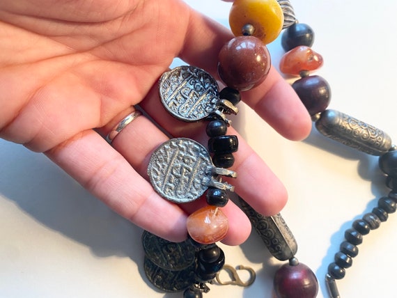 Vintage Boho necklace with semi-precious stones a… - image 3