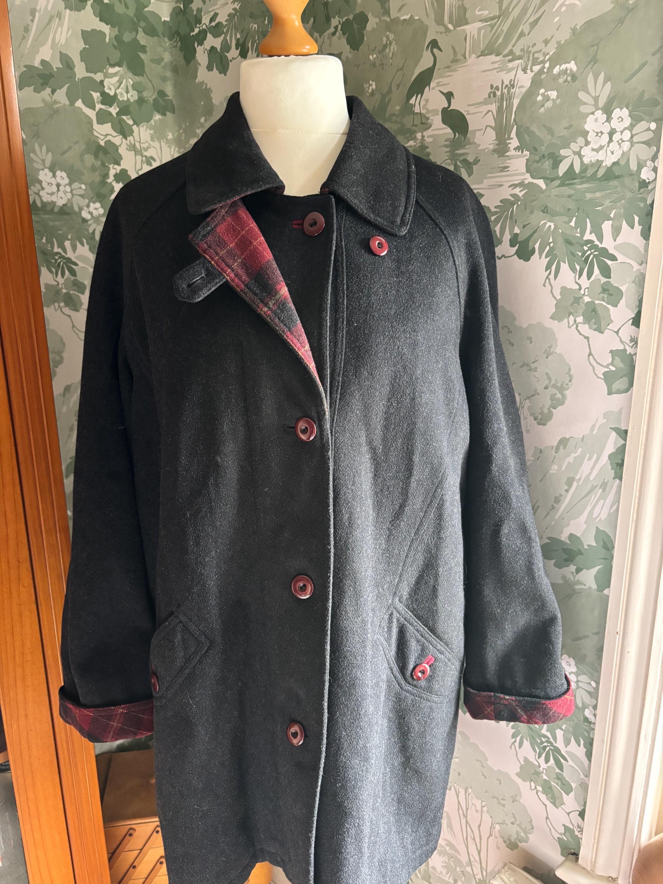 Vintage Loden Aquila Alpaca Wool Coat, Size 14, Classic Winter