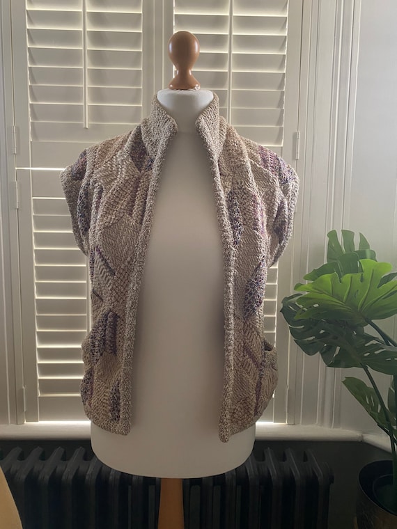 Missoni, Vintage Missoni Cotton Blend Sweater Vest: Pastel Sleeveless Cardigan