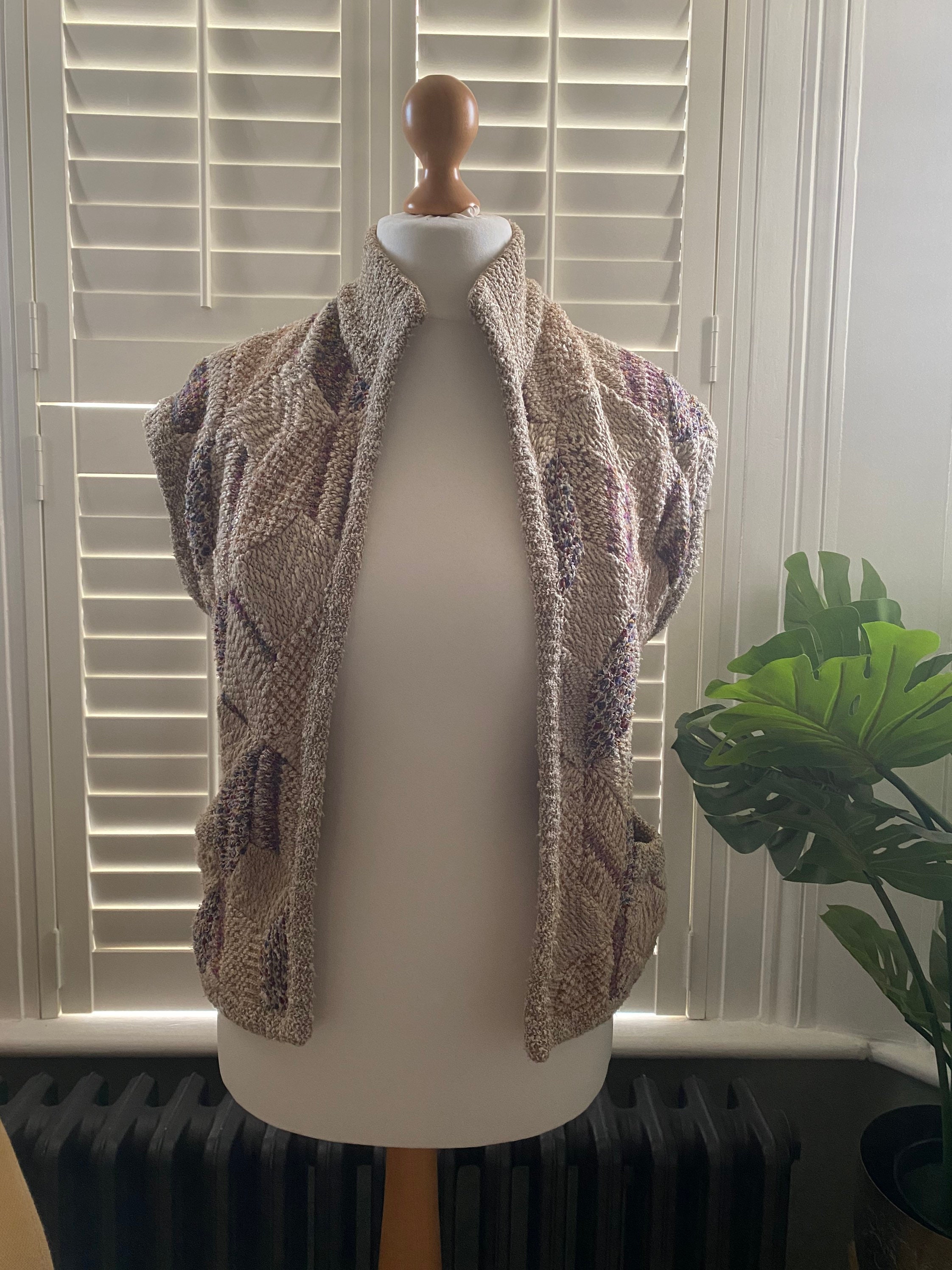 Missoni, Vintage Missoni Cotton Blend Sweater Vest: Pastel Sleeveless Cardigan