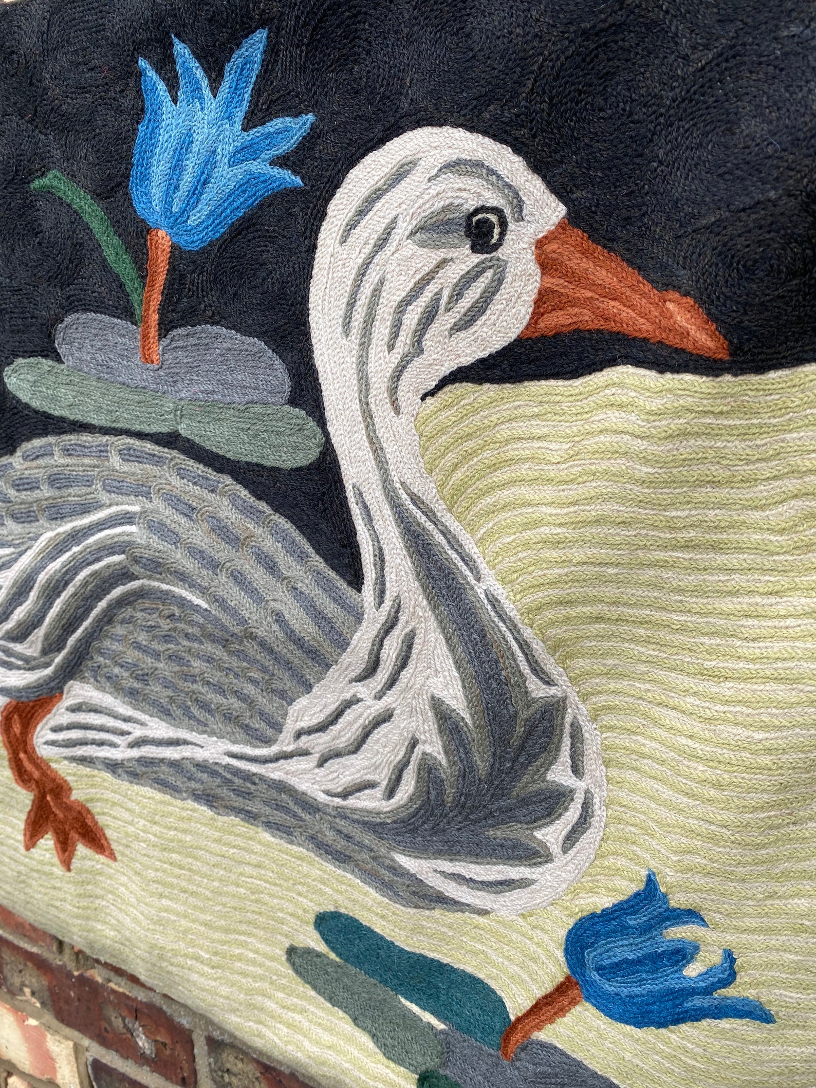 Vintage tapestry woolen crewel duck wall hanging wall Etsy