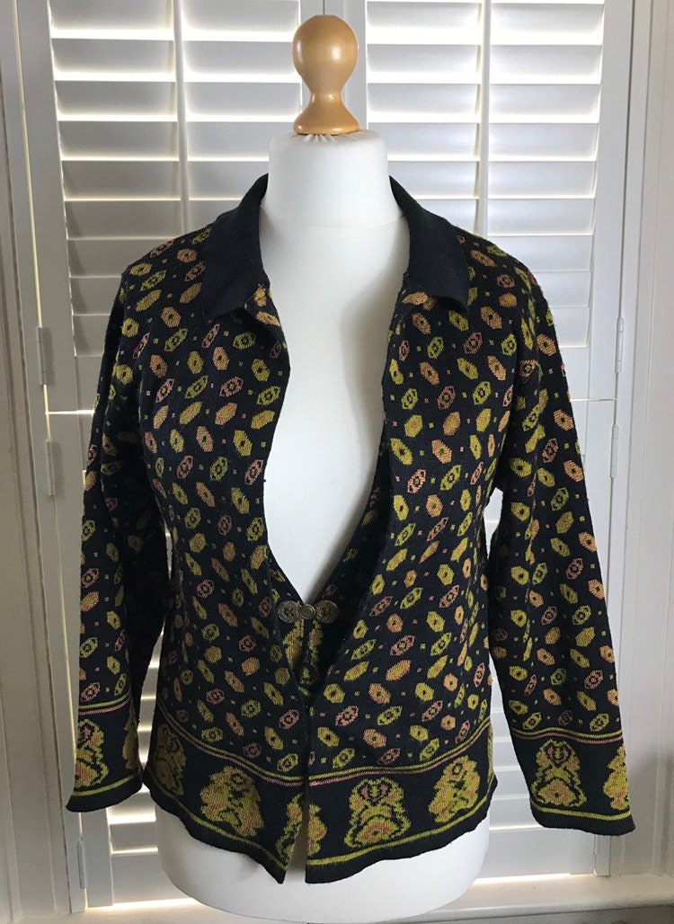 Image of Ladies Vintage Wool Twinset Cardigan With Waistcoat, Granny Chic, French