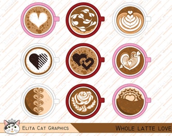 A Whole Latte Love - Coffee Clip Art - Vector Art