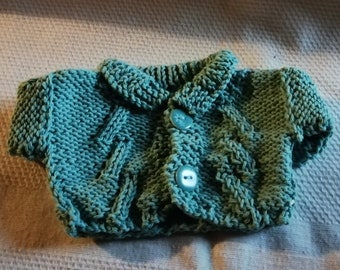 gilet coton pour poupée 36 cm tricoté main