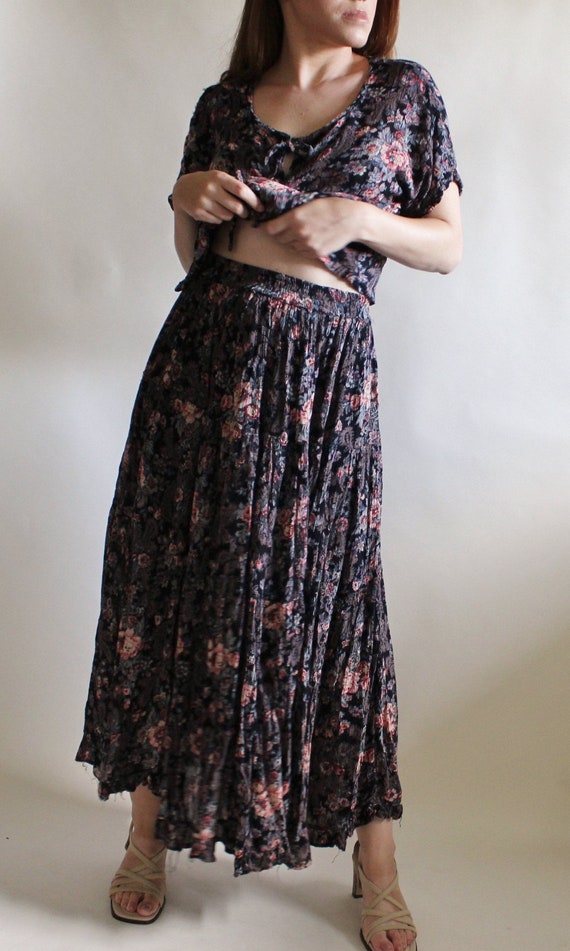 floral maxi skirt set