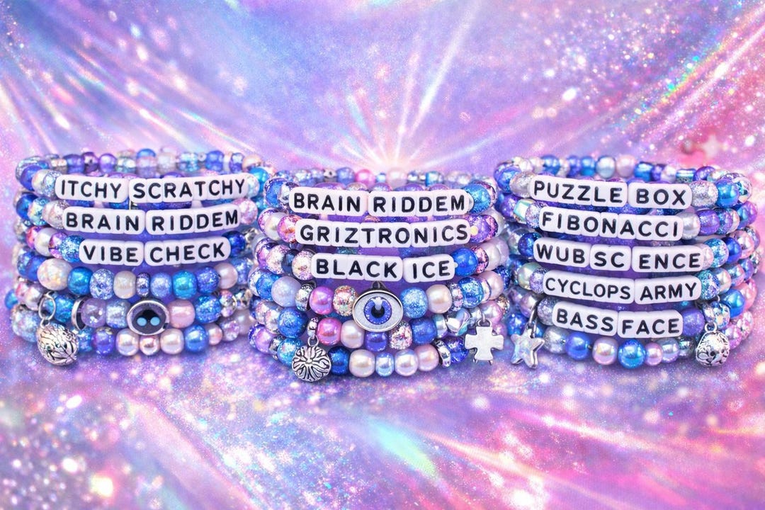 SUBTRONICS | Set of 10 Kandi Festival / Rave Beaded Bracelets - Etsy