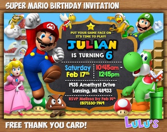 Party Invitation Mario Kart Etsy Party Invitation Mario Kart Etsy