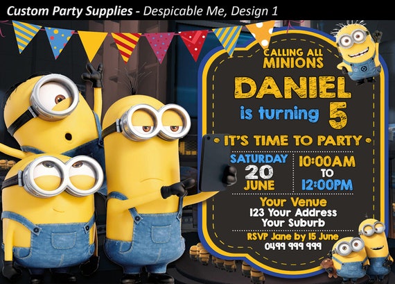 Despicable Me Birthday Party Invitation Invite Personalised Etsy
