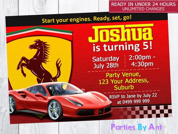 Voiture De Course Ferrari Racing Voiture Birthday Party Invite Etsy Voiture De Course Ferrari Racing Voiture Birthday Party Invite Etsy