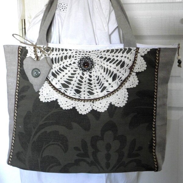 Sac Bohème En Toile Zippé - Vert/Kaki Avec Crochet - Style Hippie Et Naturel