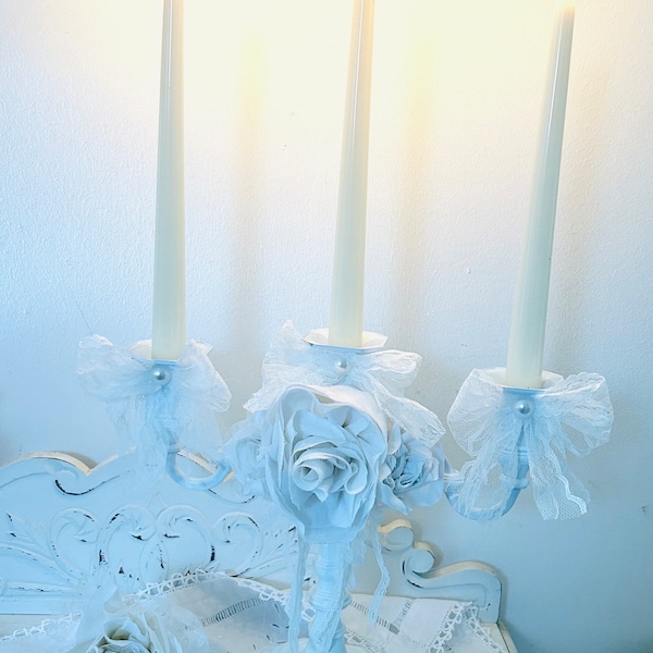 Chandelier 3 branches « SHABBY » dentelle style ancien victorien vintage romantique