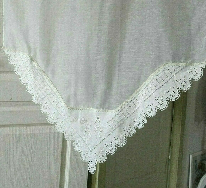 lace Curtain sheer STYLE VINTAGEhandmade white old linen 140 x 90