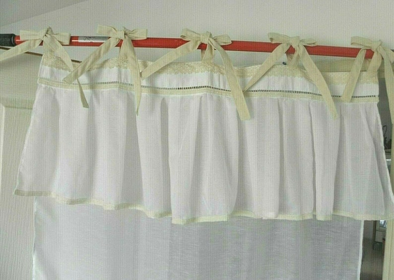 lace Curtain sheer STYLE VINTAGEhandmade white old linen 140 x 90