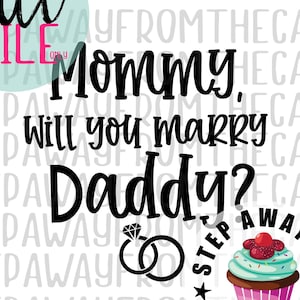 Mama wil je met papa trouwen SVG, kindervoorstel shirt SVG, verlovingsbord SVG, verlovingsshirts, ze zei ja gesneden bestand, feestdecoraties
