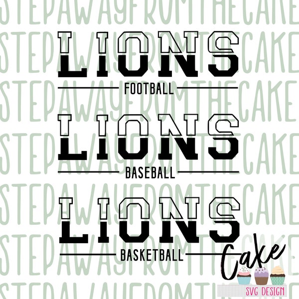 Lions SVG, Lions PNG, Lions Football SVG, Lions Baseball Svg, Lions Basketball svg, Cricut Cut Files, Sublimation Silhouette Team Spiritwear