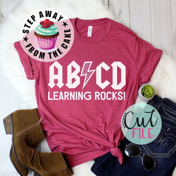 ABCD Learning Rocks SVG, Teacher Christmas Gifts, Teach Love Inspire, Teacher Shirt Clipart, Cricut Cut Files, Teachers Shirts, Rock N Roll