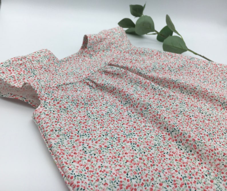Printed cotton baby dress buttoned back