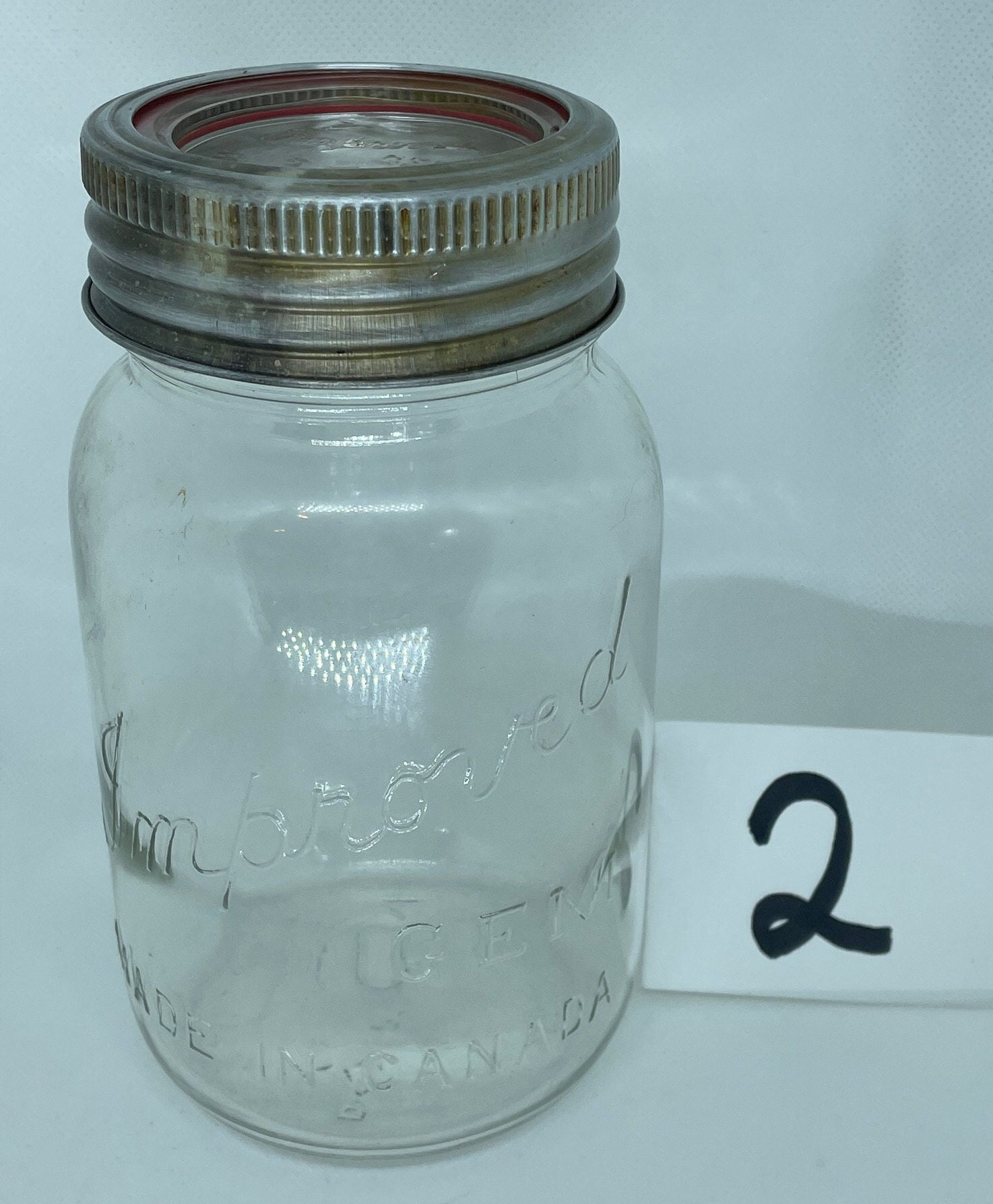 Large Vintage Mason Jar Made by Gem Screw Top With Glass Cap 