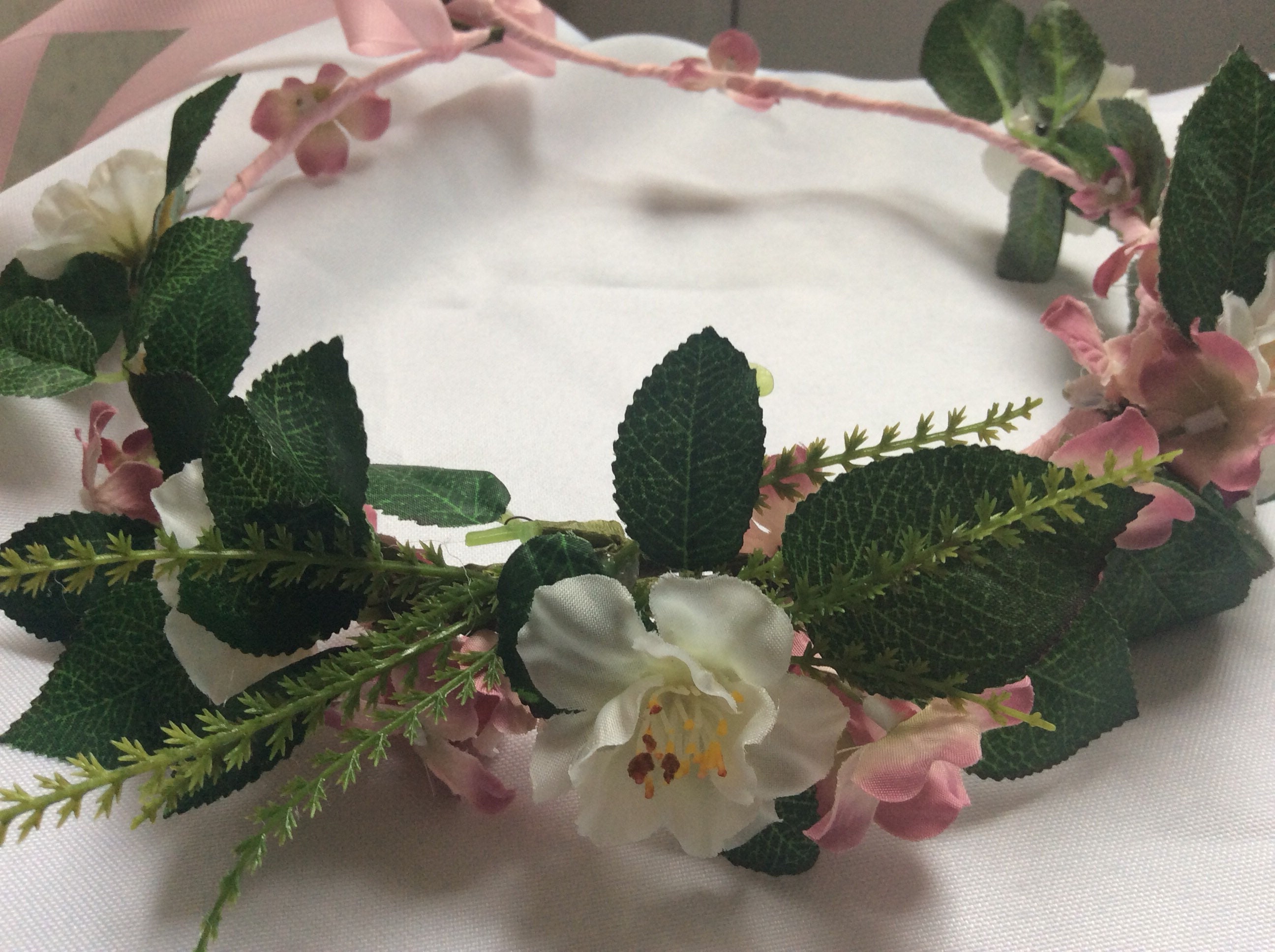 Flower crown pink and white Etsy.de