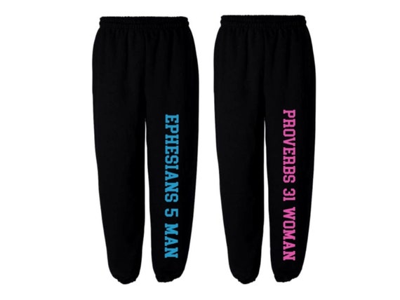 Proverbs 31 woman sweatpants Faith sweatpants Christian Couple gifts wedding gift anniversary gift newlywed gift bridal shower bridal gift