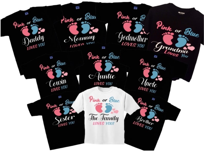 Gender Reveal Tshirts Family Matching Tshirts Pink or Blue We Etsy
