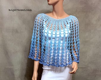 Poncho ligero de verano para mujer, chal de crochet para boda, diseño elegante