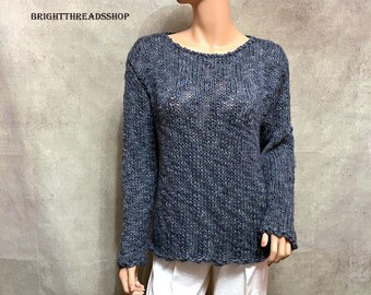 Alpaca Wool Sweater, Light Weigh Jumper, Loose Knitted Pullover