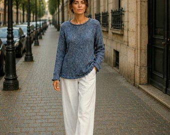Alpaca Wool Sweater, Light Weigh Jumper, Loose Knitted Pullover