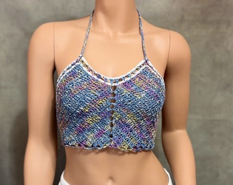 Handgemaakte gehaakte crop top: katoenen zomerfestivaltop